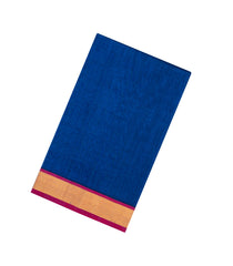 Blue Handloom Silk Cotton Saree With Contrast Border-SC4704
