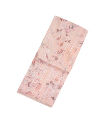 Light Peach Woven Tussar Silk Saree With Printed Floral Motifs & Sequin Work-TU2896
