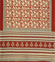 Red Printed Jaipur Cotton Saree With Printed Floral Motifs-JC1918