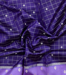 Violet Woven Banarasi Poona Silk Saree With Checks & Buttas-BP1005