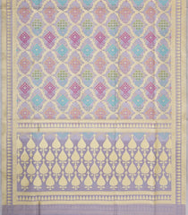 Lavender Handloom Banarasi Organza Silk Saree With Meena Floral Motifs-BE1826