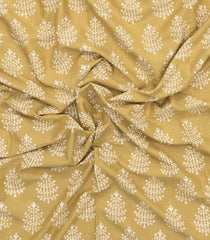 Beige Printed Jaipur Cotton Saree With Floral Motifs-JC1874