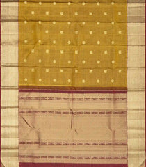 Oil Mustard Handloom Kanchipuram Silk Saree With Zari Checks & Annam Buttas-KA13011