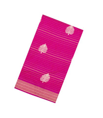 Hot Pink Printed Synthetic Dola Silk Saree With Zari Stripes & Border-SY0388