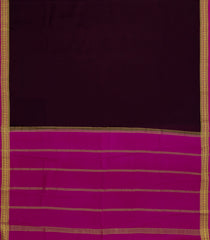 Dark Maroon Woven Mysore Silk Saree With Contrast Border-MS3409