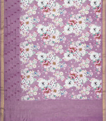 Lilac Printed Chanderi Cotton Saree With Floral Motifs-CC1748