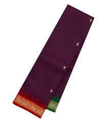 Burgundy Handloom Korvai Kanchipuram Silk Saree With Ganga Jamuna Thread Border-KA15122