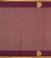 Dark Brown Handloom Kanchipuram Silk Saree With Stripes & Buttas-KA15327
