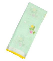 Mint Green Handloom Kota Silk Saree With Meena Floral Motifs-KO1043