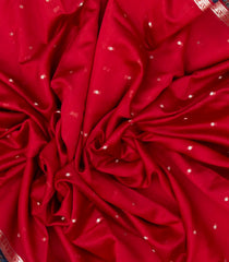 Red Woven Chanderi Cotton Saree With Floral Motifs -CC1211