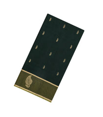 Bottle Green Handloom Silk Cotton Saree With Buttas-SC4533