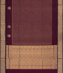 Dark Maroon Handloom Silk Cotton Saree With Checks & Buttas-SC4239