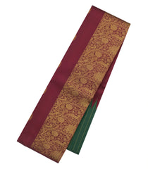 Maroon Handloom Korvai Kanchipuram Rising Border Silk Saree With Zari Buttas-KA16715