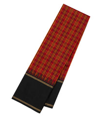 Red Handloom Korvai Kanchipuram Silk Saree With Silk Checks-KA15866
