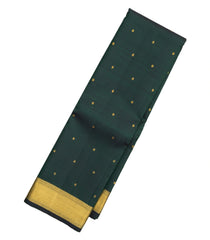 Bottle Green Handloom Kanchipuram Silk Saree With Kamalam Buttas-KA13058