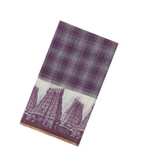 Lilac Printed Synthetic Linen Saree With Temple Border-SY0604