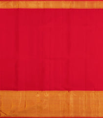 Red Handloom Kanchipuram Silk Saree With Temple Zari Border-KA15324