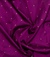 Dark Purple Handloom Korvai Kanchipuram Silk Saree With Stripes & Buttas-KA15469