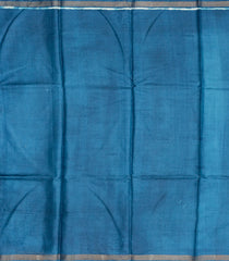 Blue Handloom Tussar Silk Saree With Printed Floral Motifs-TU2641