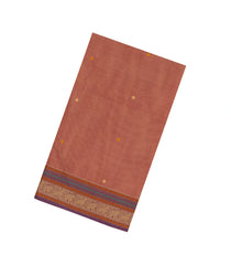 Dusty Peach Handloom Silk Cotton Saree With Buttas-SC4407