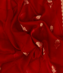Red Handloom Banarasi Silk Saree With Floral Buttas-BE1479