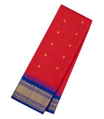 Red Handloom Gadwal Silk Saree With Buttas & Contrast Border-GA0433