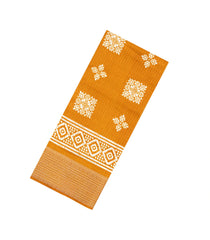Mustard Printed Synthetic Dola Saree With Zari Stripes & Border-BL5403