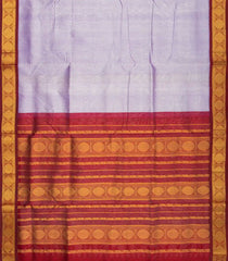 Lavender Handloom 9 Yards Korvai Silk Cotton Saree With Contrast Border-SC3770