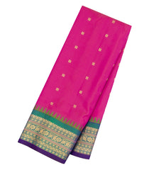 Hot Pink Handloom Gadwal Silk Saree With Buttas & Contrast Border-GA0428