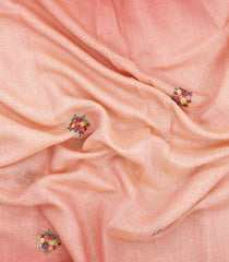 Red Woven Linen Saree With Embroidered Tree Motifs-LI0756