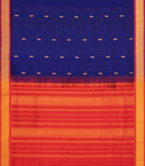 Purple Handloom Silk Cotton Saree With Buttas & Contrast Border-SC4495