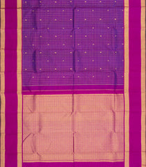 Purple Handloom Kanchipuram Silk Saree With Checks & Buttas-KA15262