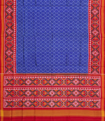 Blue Handloom Rajkot Patola Ikat Silk Saree With Tie & Dye Motifs-IK0539