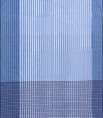 Light Blue Woven Bengal Cotton Saree With Diamond Strpies-BG1713