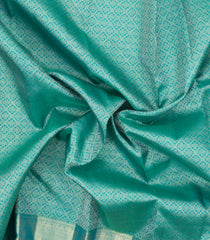 Cyan Handloom Kanchipuram Silk Saree With Floral Zari Motifs-KA13654