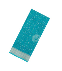 Turquoise Printed Art Dola Silk Saree With Zari Checks & Border-BL5742
