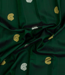Bottle Green Handloom Kanchipuram Silk Saree With Buttas-KA15214