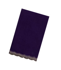 Purple Synthetics Moss Crush Saree With Velvet Border -BL5463