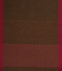 Dark Olive Woven Bengal Cotton Saree With Contrast border-BG1766