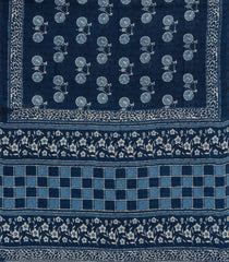 Indigo Printed Synthetic Makka Silk Saree With Cycle Motifs-BL5318