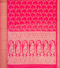 Hot Pink Printed Synthetic Dola Silk Saree With Floral Motifs & Zari Stripes-SY0467