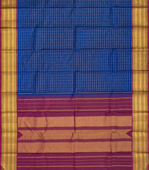 Dark Blue Handloom Kanchipuram Silk Saree With Zari Checks-KA12836