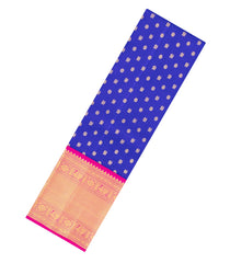 Blue Handloom Korvai Silk Pavadai & Blouse With Zari Buttas-PM2076