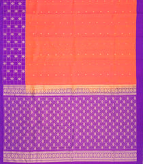 Peach Handloom Soft Silk Saree With Floral Buttas & Contrast Border-SO4020