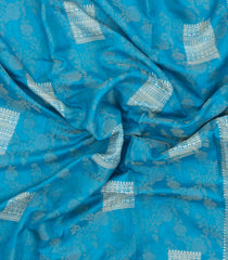 Turquoise Printed Synthetic Dola Silk Saree With Floral Motifs -SY0149