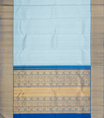 Light Blue Handloom Kanchipuram Silk Saree With Zari Checks-KA15358