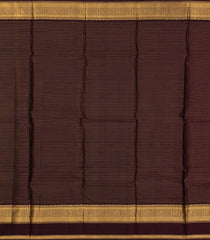 Rust Handloom Korvai Kanchipuram Silk Saree With Checks-KA14855
