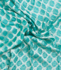 Turquoise Woven Pure Organza Silk Saree With Floral Zari Motifs-KS1114