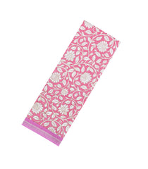 Pink Printed Chanderi Cotton Saree With Floral Motifs-CC1732