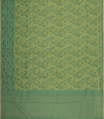 Green Printed Tussar Silk Saree With Floral Motifs-TU3627